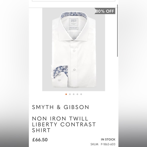 Symth and Gibson Tailored Fit Dress Shirt 15/38 Liberty London Fabric Contrast - Picture 5 of 5